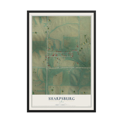 Map of Sharpsburg, Iowa, 12 x 18 inch print in a black wood frame