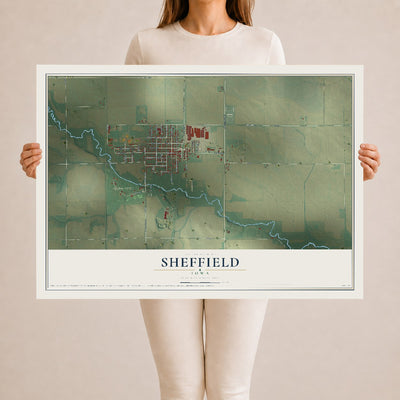 Map of Sheffield, Iowa, 24 x 36 inch unframed archival matte print