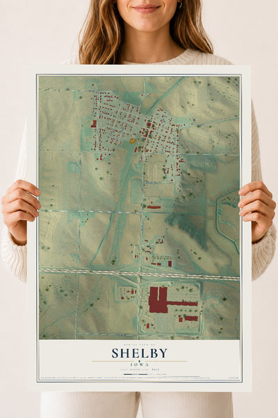 Map of Shelby, Iowa, 18 x 24 inch unframed archival matte print
