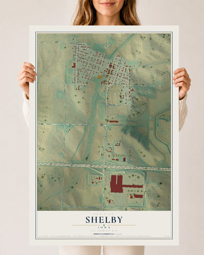 Map of Shelby, Iowa, 24 x 36 inch unframed archival matte print