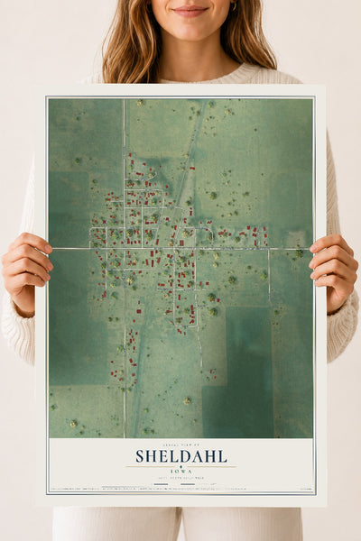 Map of Sheldahl, Iowa, 18 x 24 inch unframed archival matte print