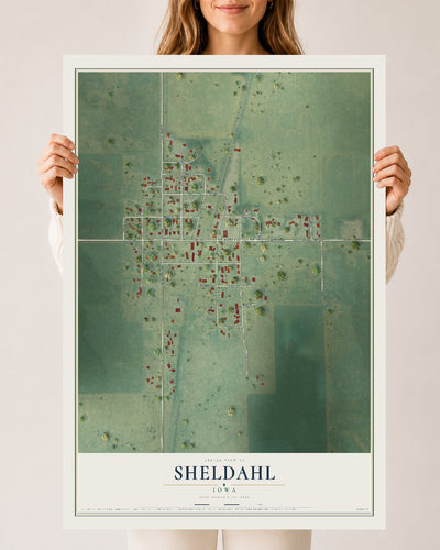 Map of Sheldahl, Iowa, 24 x 36 inch unframed archival matte print