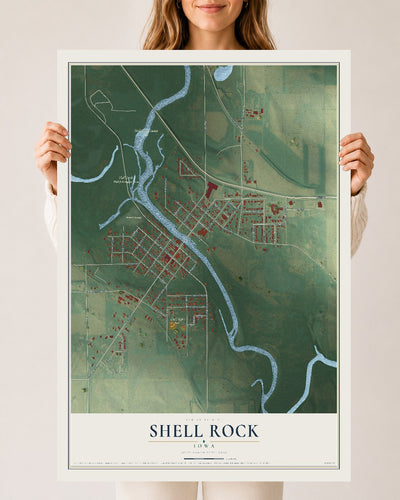 Map of Shell Rock, Iowa, 24 x 36 inch unframed archival matte print