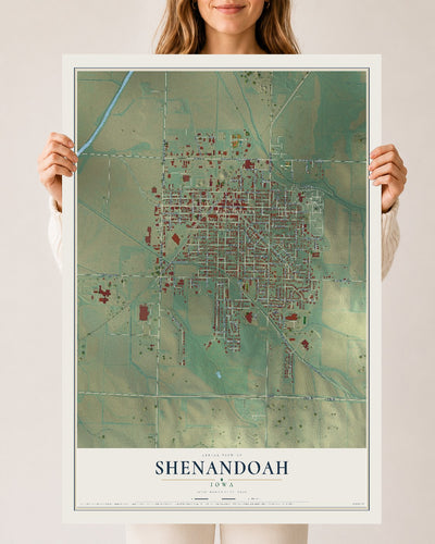Map of Shenandoah, Iowa, 24 x 36 inch unframed archival matte print