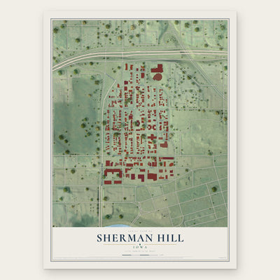 Sherman Hill, Iowa map print, the full design