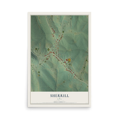 Map of Sherrill, Iowa, 12 x 18 inch unframed archival matte print