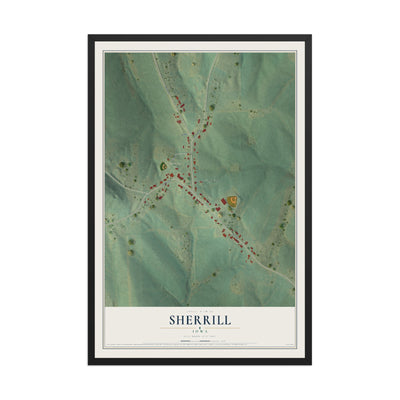 Map of Sherrill, Iowa, 12 x 18 inch print in a black wood frame