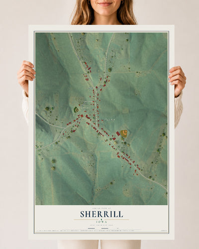 Map of Sherrill, Iowa, 24 x 36 inch unframed archival matte print