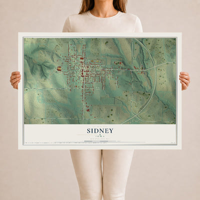 Map of Sidney, Iowa, 24 x 36 inch unframed archival matte print