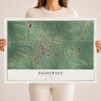 Map of Sigourney, Iowa, 18 x 24 inch unframed archival matte print