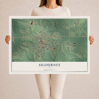 Map of Sigourney, Iowa, 24 x 36 inch unframed archival matte print