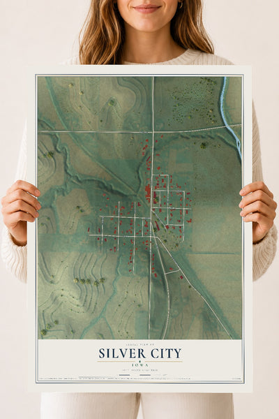 Map of Silver City, Iowa, 18 x 24 inch unframed archival matte print