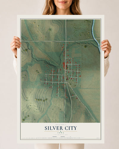 Map of Silver City, Iowa, 24 x 36 inch unframed archival matte print