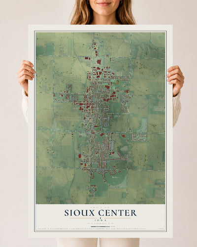 Map of Sioux Center, Iowa, 24 x 36 inch unframed archival matte print