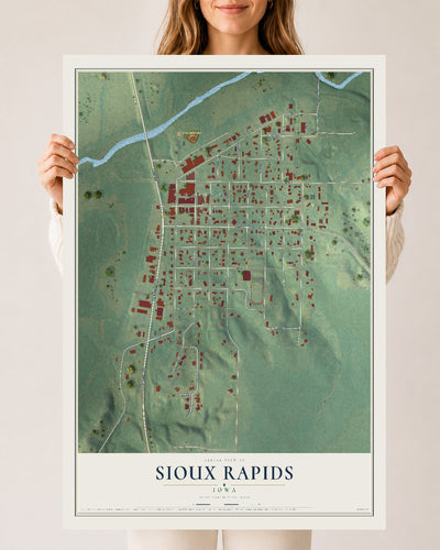Map of Sioux Rapids, Iowa, 24 x 36 inch unframed archival matte print