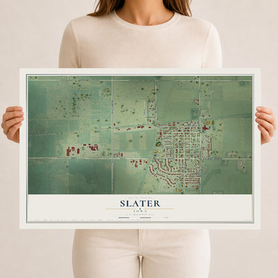 Map of Slater, Iowa, 12 x 18 inch unframed archival matte print