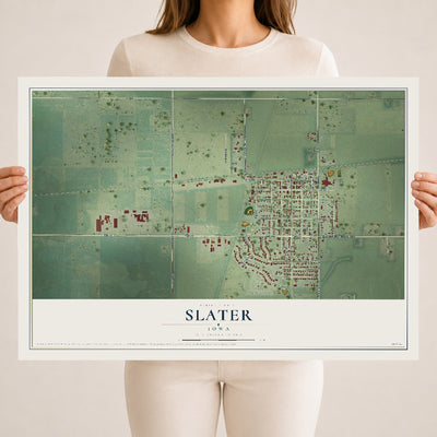 Map of Slater, Iowa, 18 x 24 inch unframed archival matte print