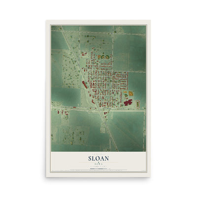 Map of Sloan, Iowa, 12 x 18 inch unframed archival matte print