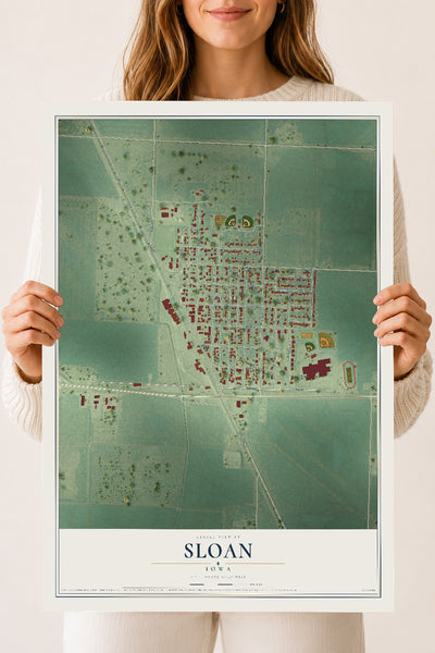 Map of Sloan, Iowa, 18 x 24 inch unframed archival matte print