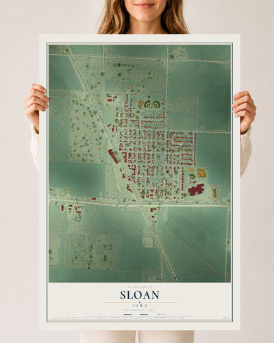 Map of Sloan, Iowa, 24 x 36 inch unframed archival matte print