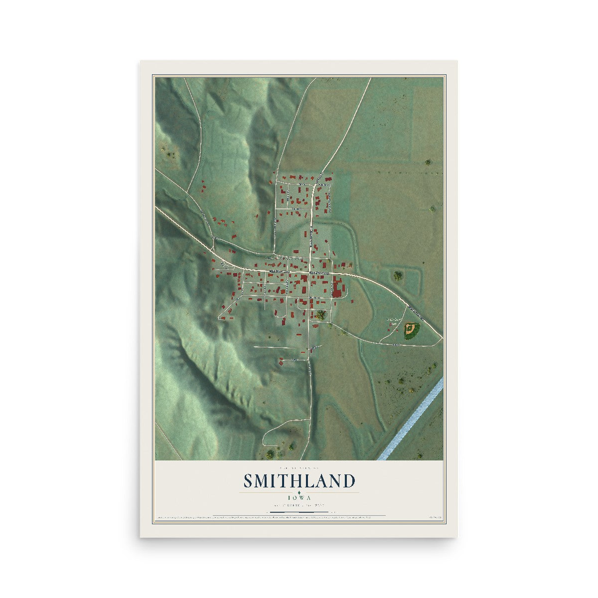 Map of Smithland, Iowa, 12 x 18 inch unframed archival matte print