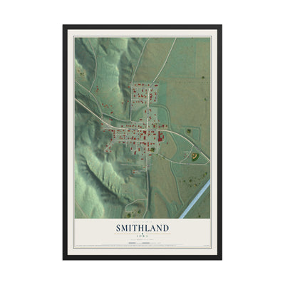 Map of Smithland, Iowa, 12 x 18 inch print in a black wood frame