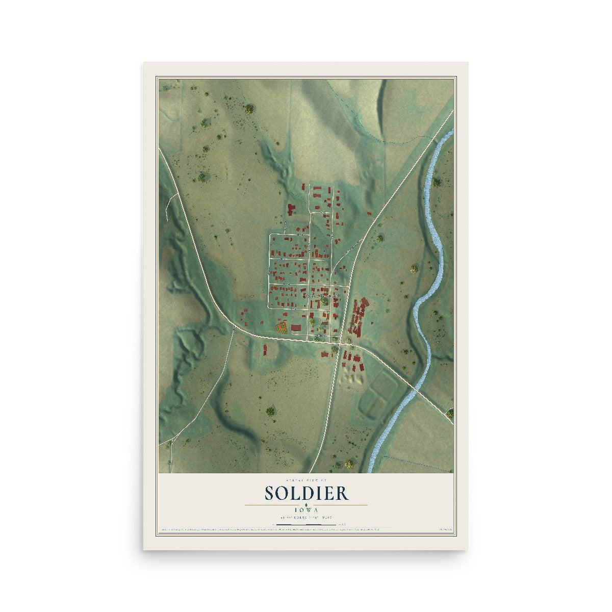 Map of Soldier, Iowa, 12 x 18 inch unframed archival matte print