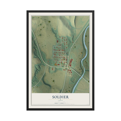 Map of Soldier, Iowa, 12 x 18 inch print in a black wood frame