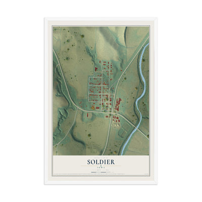 Map of Soldier, Iowa, 12 x 18 inch print in a white wood frame