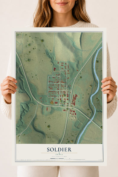 Map of Soldier, Iowa, 18 x 24 inch unframed archival matte print