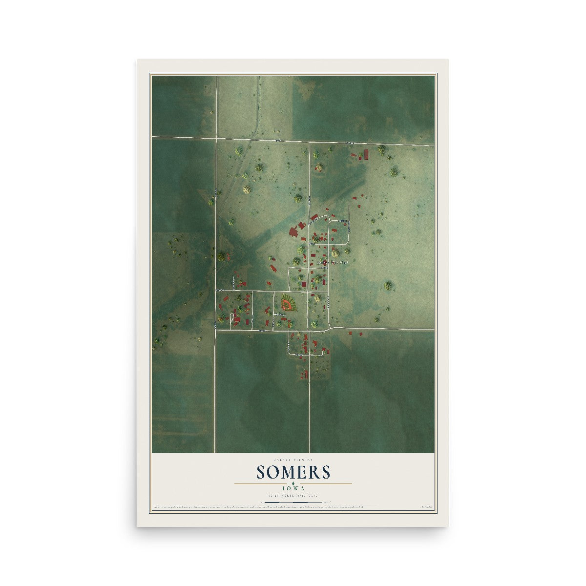 Map of Somers, Iowa, 12 x 18 inch unframed archival matte print