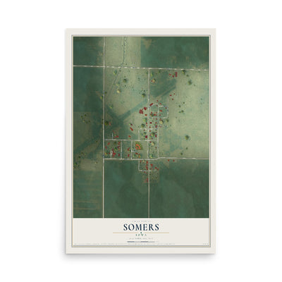 Map of Somers, Iowa, 12 x 18 inch unframed archival matte print