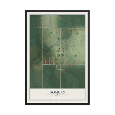 Map of Somers, Iowa, 12 x 18 inch print in a black wood frame