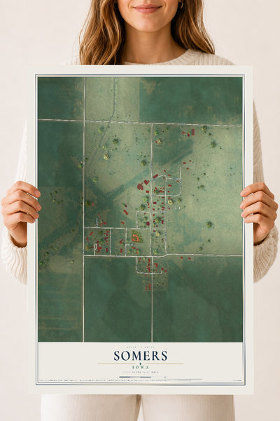 Map of Somers, Iowa, 18 x 24 inch unframed archival matte print