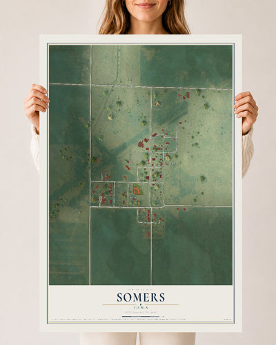 Map of Somers, Iowa, 24 x 36 inch unframed archival matte print