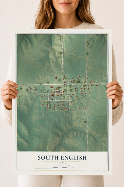 Map of South English, Iowa, 18 x 24 inch unframed archival matte print