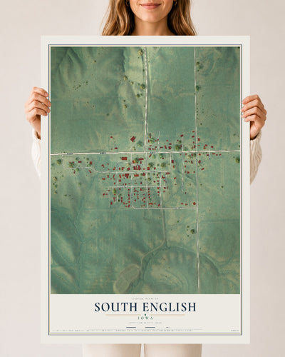 Map of South English, Iowa, 24 x 36 inch unframed archival matte print