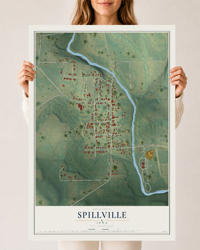 Map of Spillville, Iowa, 24 x 36 inch unframed archival matte print