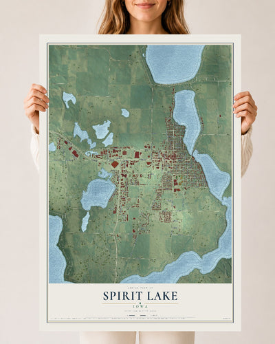 Map of Spirit Lake, Iowa, 24 x 36 inch unframed archival matte print