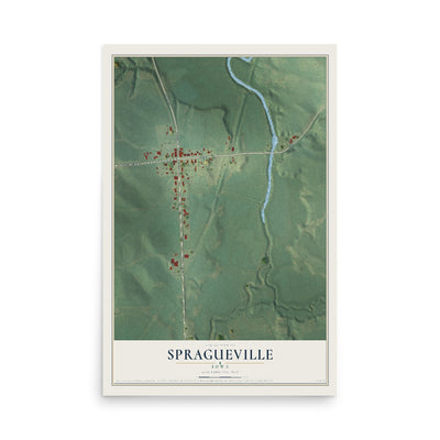 Map of Spragueville, Iowa, 12 x 18 inch unframed archival matte print