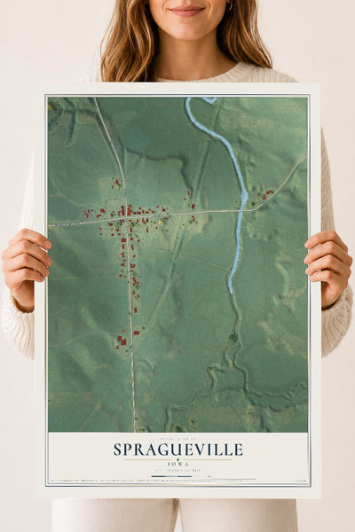 Map of Spragueville, Iowa, 18 x 24 inch unframed archival matte print