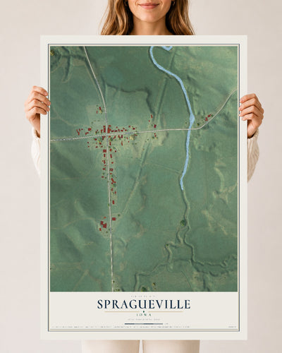 Map of Spragueville, Iowa, 24 x 36 inch unframed archival matte print