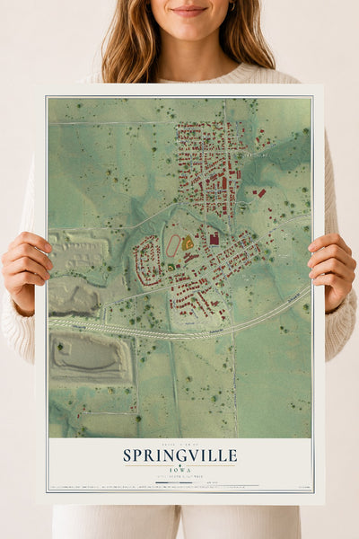 Map of Springville, Iowa, 18 x 24 inch unframed archival matte print
