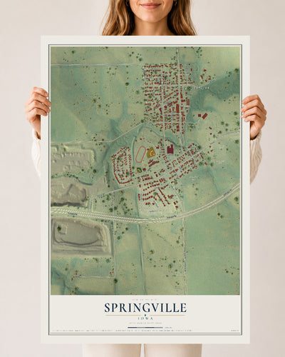 Map of Springville, Iowa, 24 x 36 inch unframed archival matte print