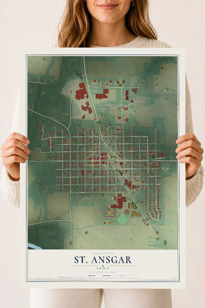 Map of St. Ansgar, Iowa, 18 x 24 inch unframed archival matte print