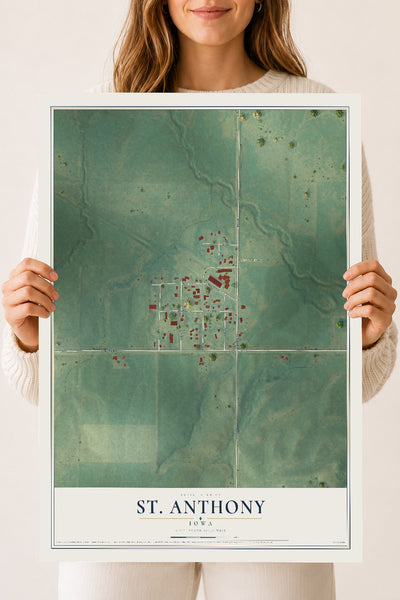 Map of St. Anthony, Iowa, 18 x 24 inch unframed archival matte print