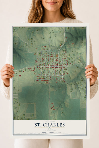 Map of St. Charles, Iowa, 18 x 24 inch unframed archival matte print