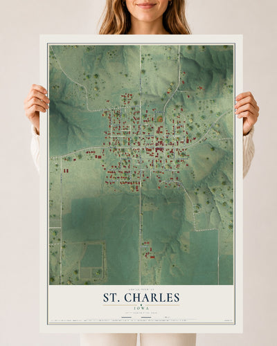 Map of St. Charles, Iowa, 24 x 36 inch unframed archival matte print