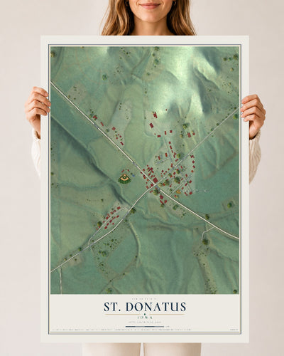 Map of St. Donatus, Iowa, 24 x 36 inch unframed archival matte print
