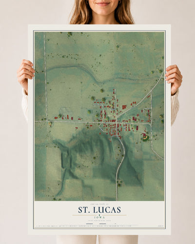 Map of St. Lucas, Iowa, 24 x 36 inch unframed archival matte print